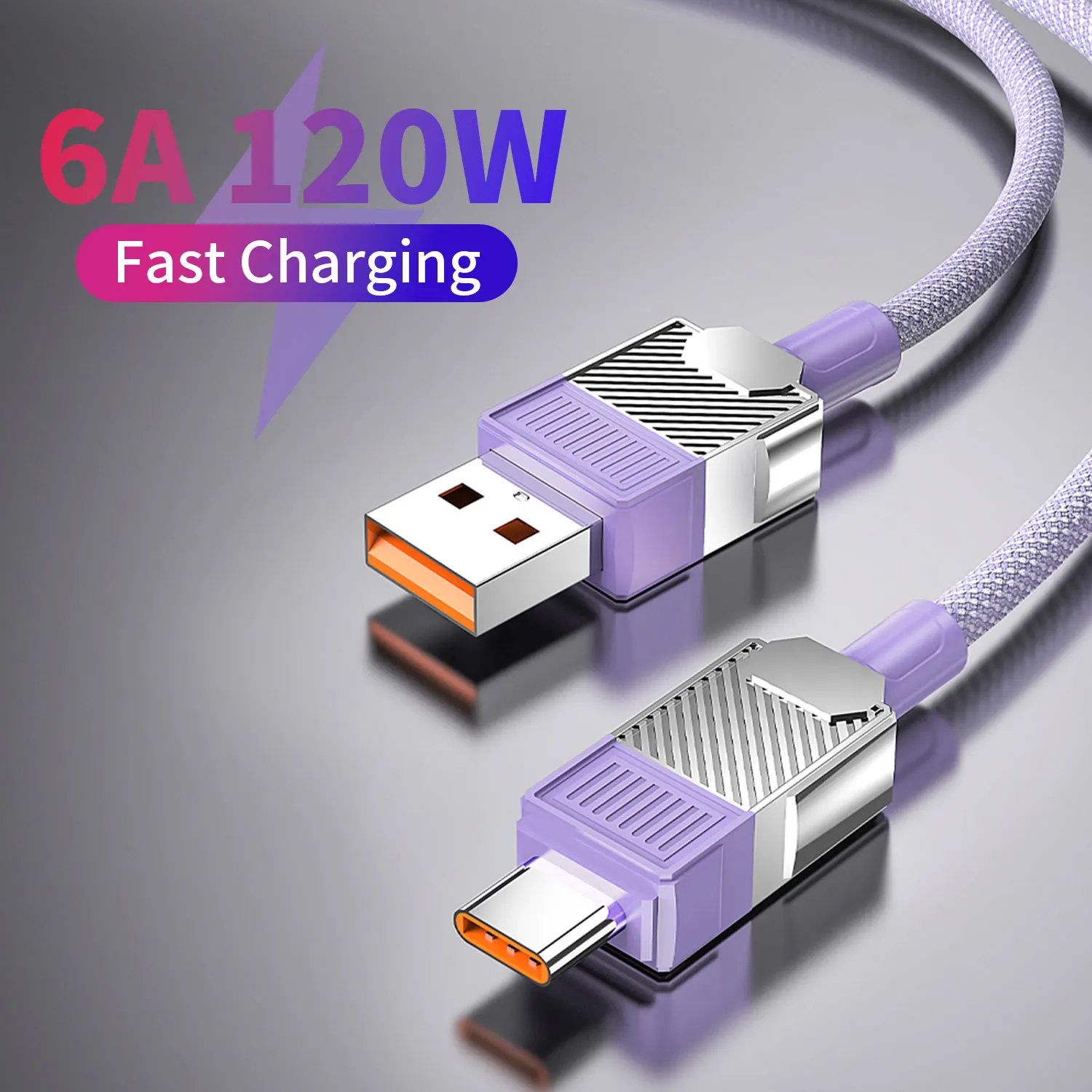 

120W USB Type-C PD Cable Colorful Nylon Super Fast Charging Cable Mobile Phone Transmission Cord Wire For Huawei Xiaomi Samsung