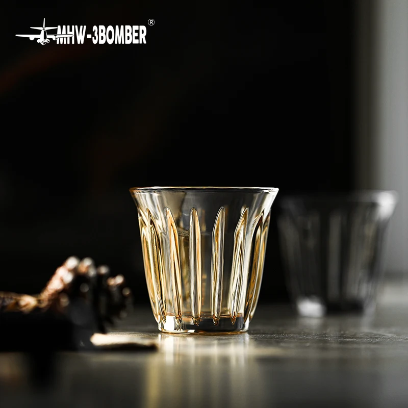 160ml Espresso Cups Art Striped Anti-scald Latte Coffee Mugs Set Anti-slip Glass Cup for Coffee Lover