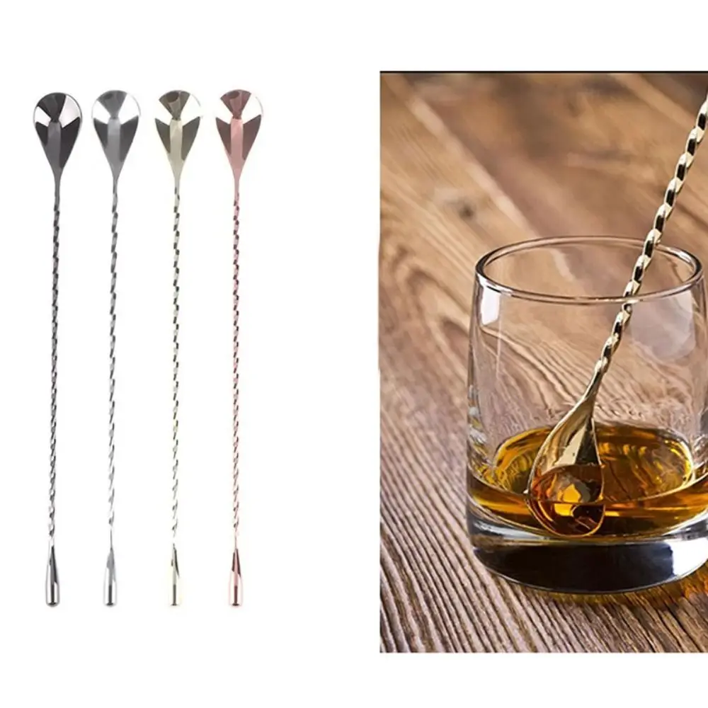 Kitchen Accessories Spiral Pattern Cocktail Spoon Long Handle 20/30/40cm Mixing Spoon Stainless Steel Coffee Home Use