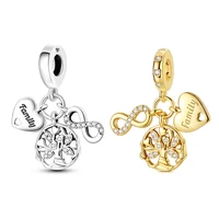 Original Charm 925 Silver Two-Color Eternal Symbol Tree Of Life Charms Fits 3mm Original Bracelet For Women DIY Jewelry Gift Hot