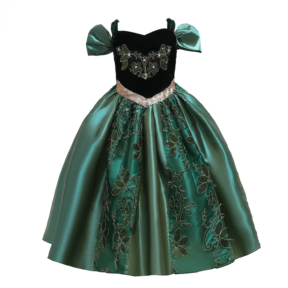 

Детское платье принцессы Анны, костюм для косплея для девочек, летняя одежда для Хэллоуина, дня рождения, карнавала, искусственная Маскировка
