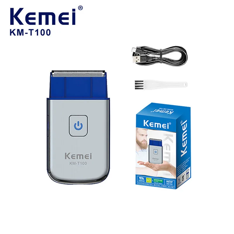 Kemei T100 Portable Travel Shaving Machine Men Beard Trimmer Mini Electric Shaver Rechargeable Foil Reciprocating Safety Razor electric shaver,hair trimmer,electric razor,rotary shaver,cordless shaver