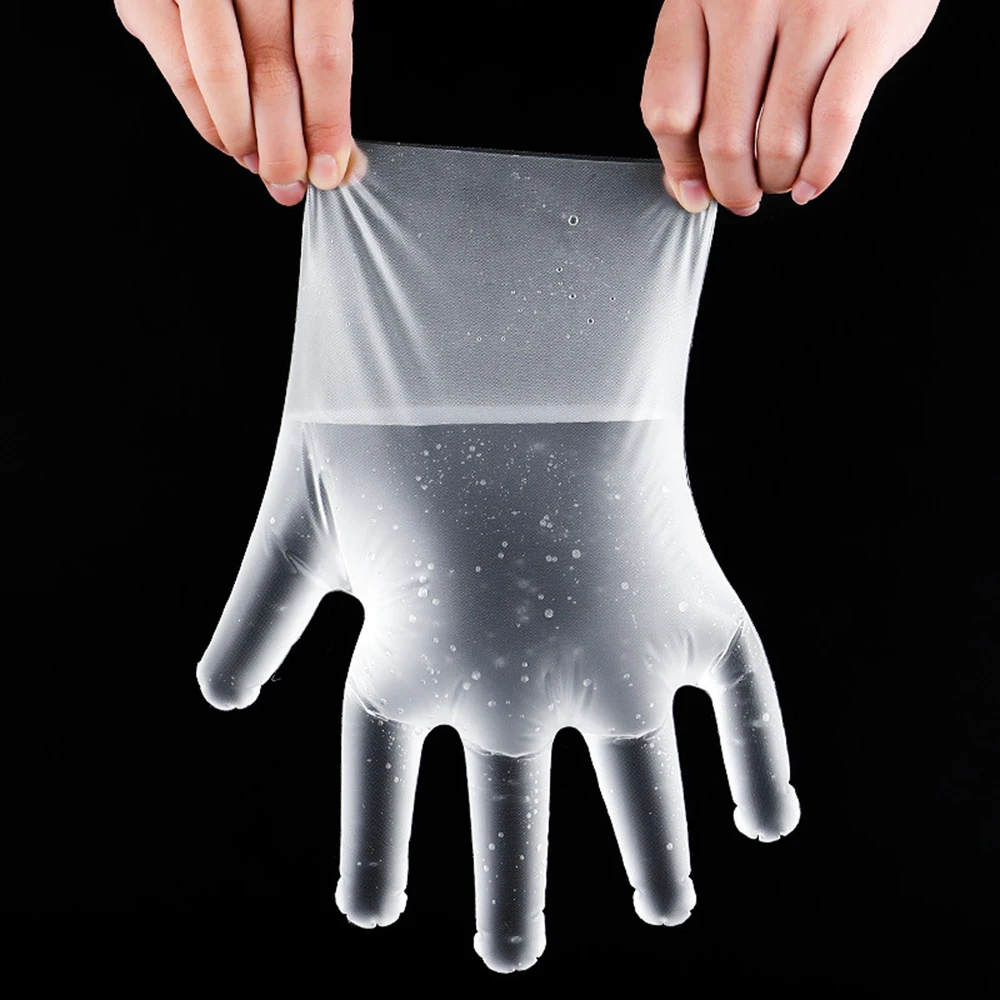 Description Picture 3 of item100PCS Disposable Gloves Transparent Waterproof Clean Hygienic Plastic Gloves Food Thickening Film Disposable Kitchenware