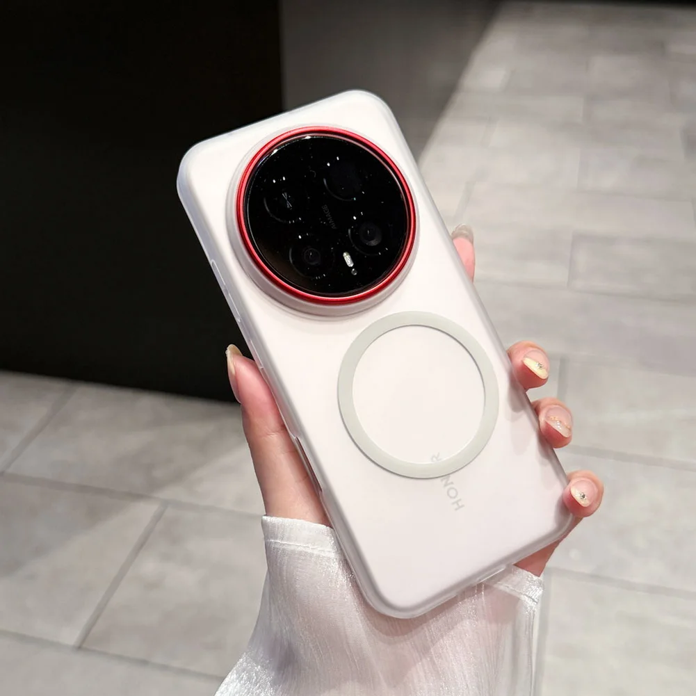 Frosted Translucent Matte Case with Metal Camera Ring Protective Cover