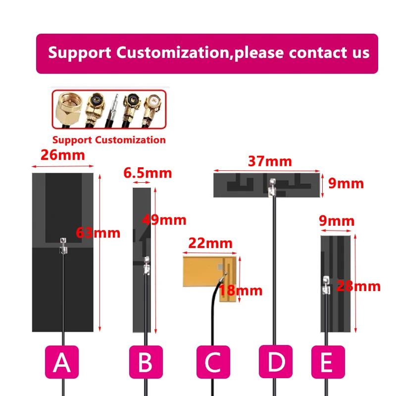 10PCS 듀얼 밴드 WiFi 안테나 2.4G 5.8G FPC PCB 내장형 공중 내부 옴니 소프트 유연한 U.fl(PCB 무선 네트워크용)