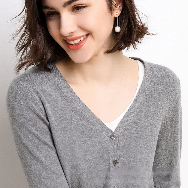 Women Cardigans Autumn Winter 2023 Single Breasted V-neck Knitted Sweater Fashion Short Knitwear Solid Jumpers 2