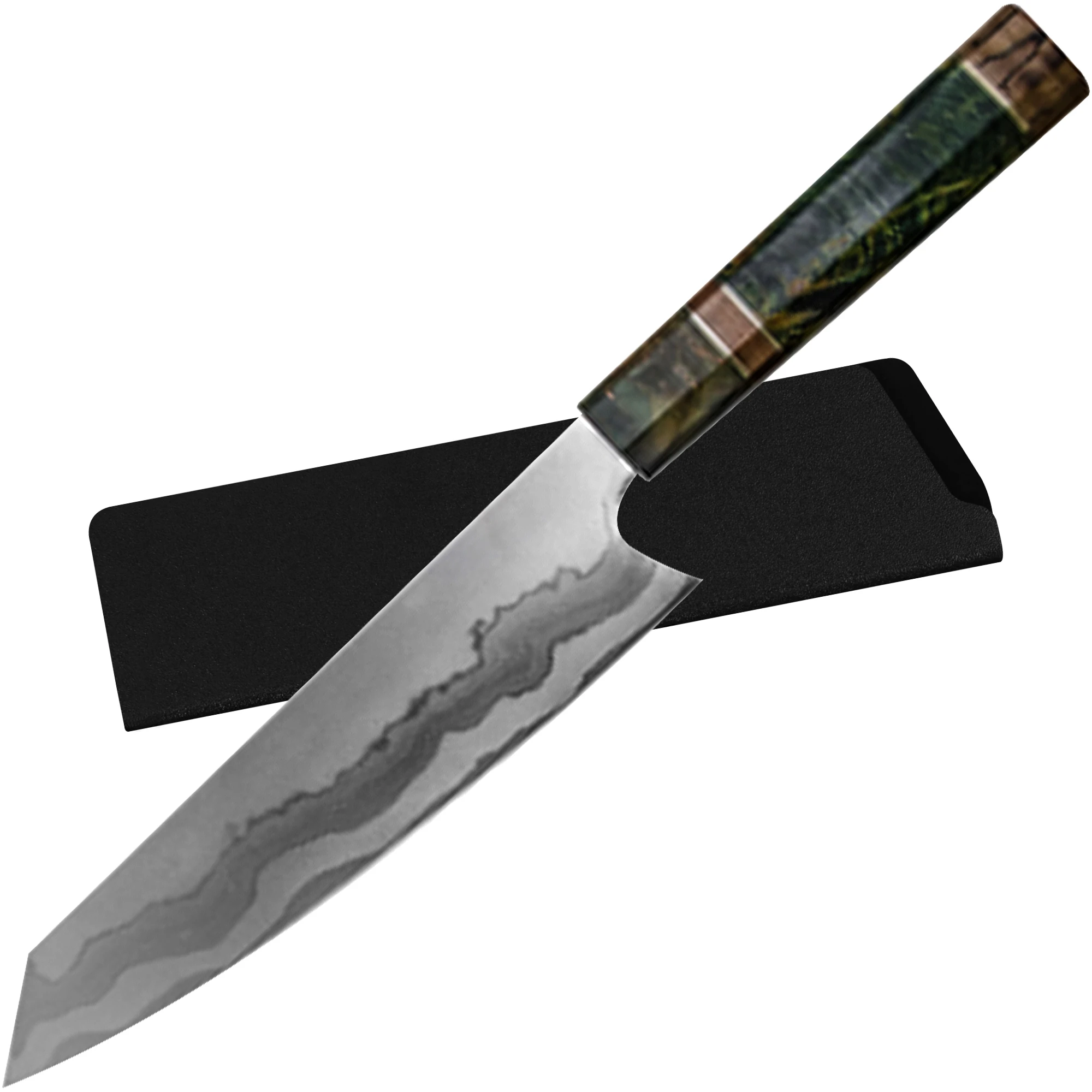 

8 Inch Chef Knife Real Damascus Steel Kitchen Knife Slicer With Edge Guards