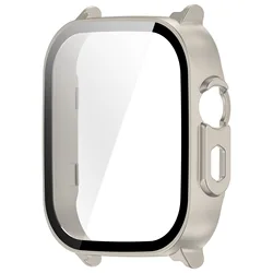 Premium Hard PC + Tempered Glass Protective Bumper Case with Screen Protector for Realme Watch 5 (Beige)