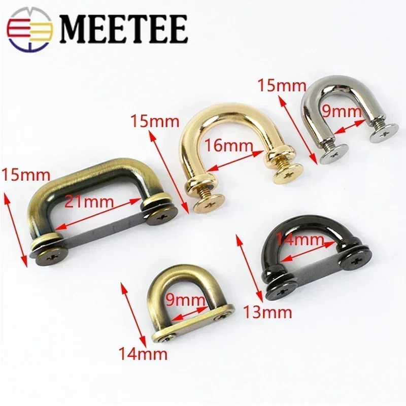 Meetee 10Pcs D 링 금속 아치 브리지 버클 가방 스트랩 후크 O 링 사이드 클립 걸쇠 벨트 버클 핸드백 하드웨어 액세서리