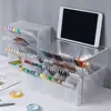 Transparent Frosted Oblique Insertion Pen Holder Simpl Desktop Organizer Multifunctional Stationery Makeup Brush Storage Bucket 4