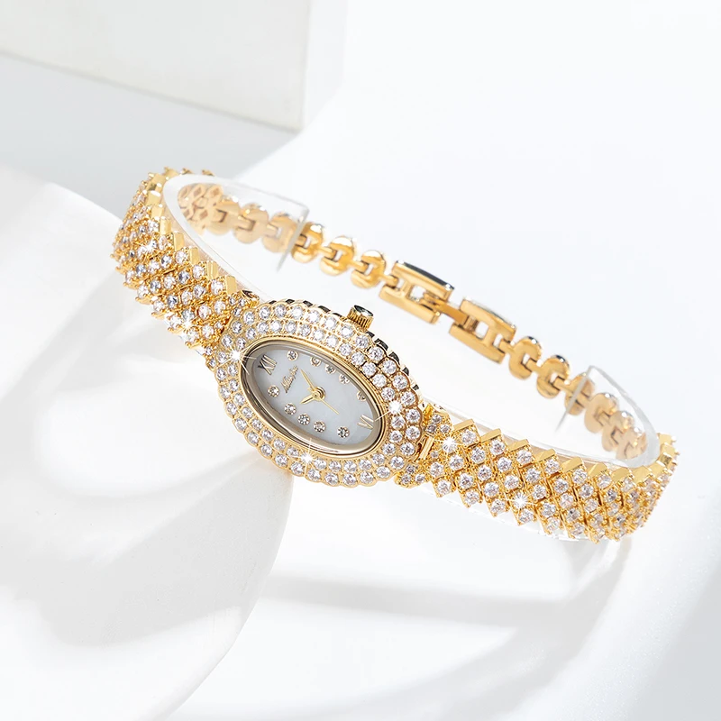 Luxury Iced Watches Womens Brand MISSFOX Fashion Full Diamond Gold WristWatch Bling Jewelry Quartz Watch For Ladies Dropshipping