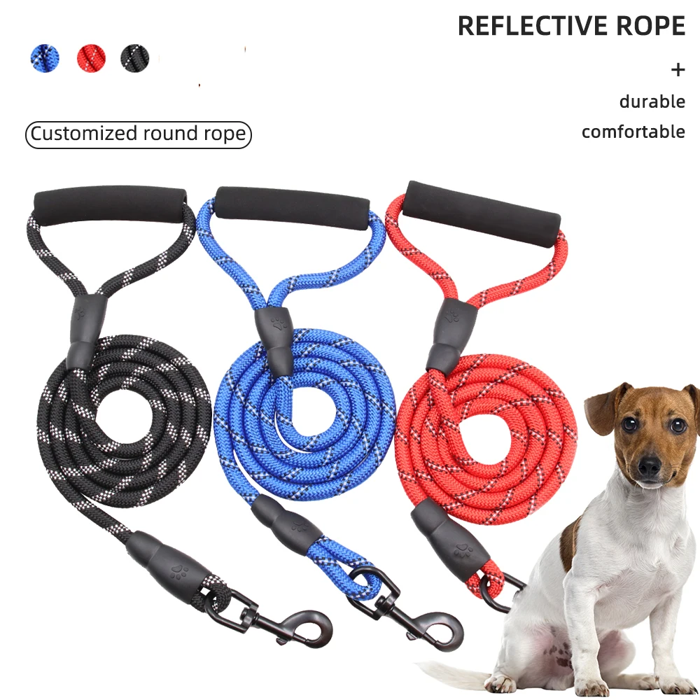 HeavyDutyNylonDogLeashReflectivePetLeashsForSmallMediumLarge