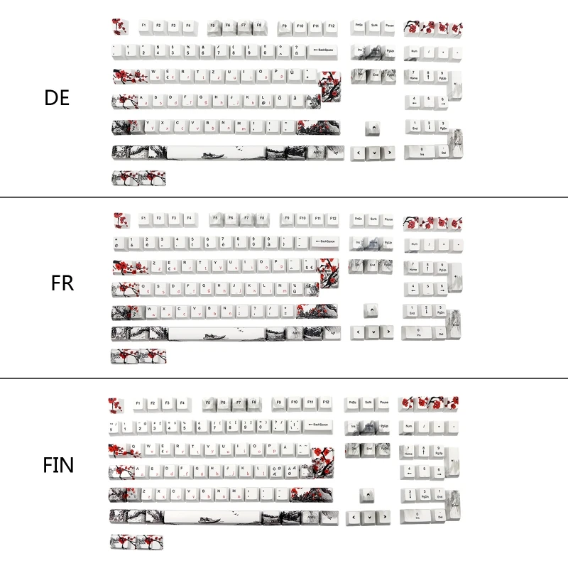 Teclado Mecânico Personalizado Cherry mx Switch Plum Blossom Suíço Francês Alemão Pbt Dye-sub Oem 111 Chaves