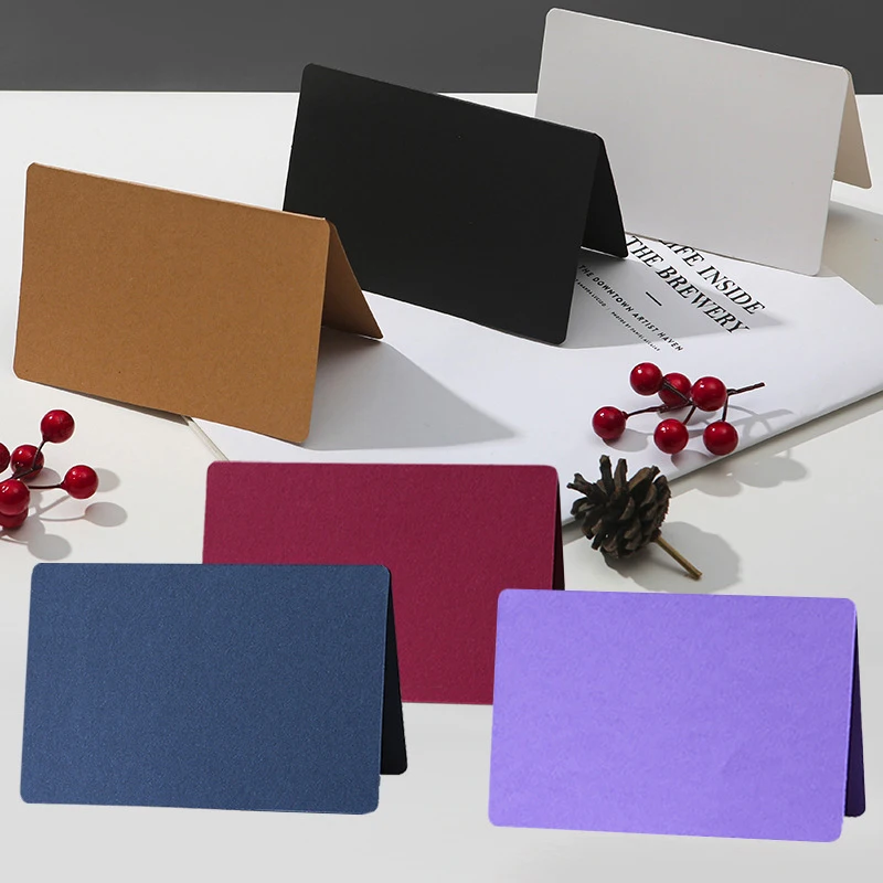 10 Pcs Kraft Paper Blank Greeting Cards Folding Multi-purpose Hard Paper Card Wedding Festival Envelope Card Invitation