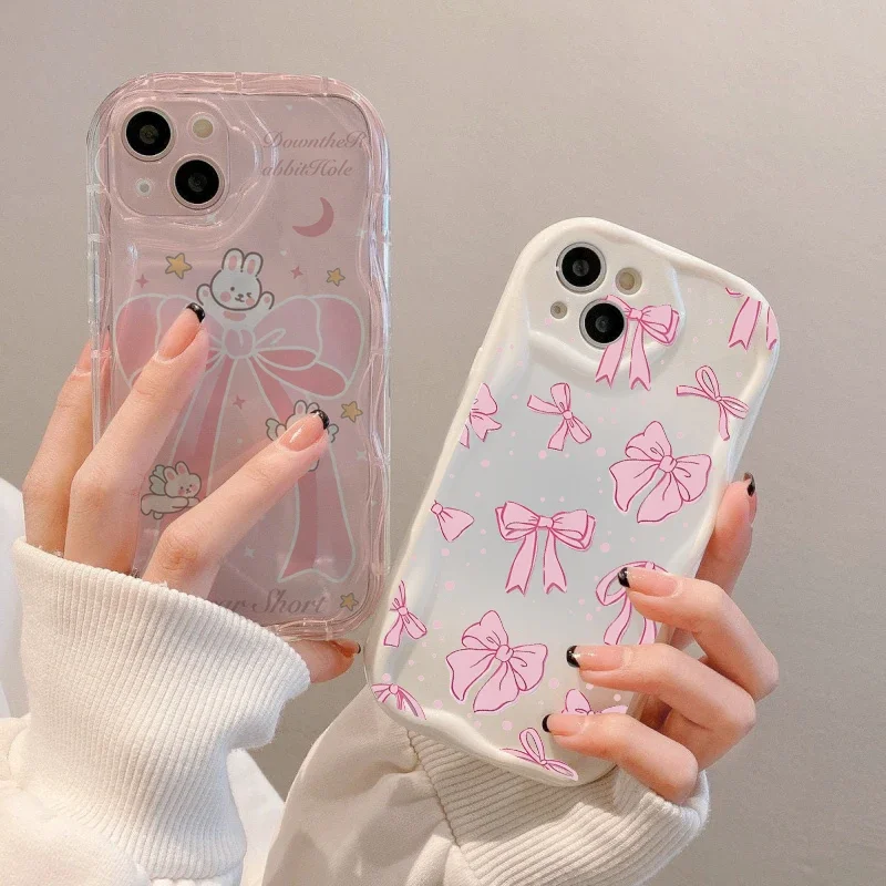 Bow Curly Protective Phone Case Cover