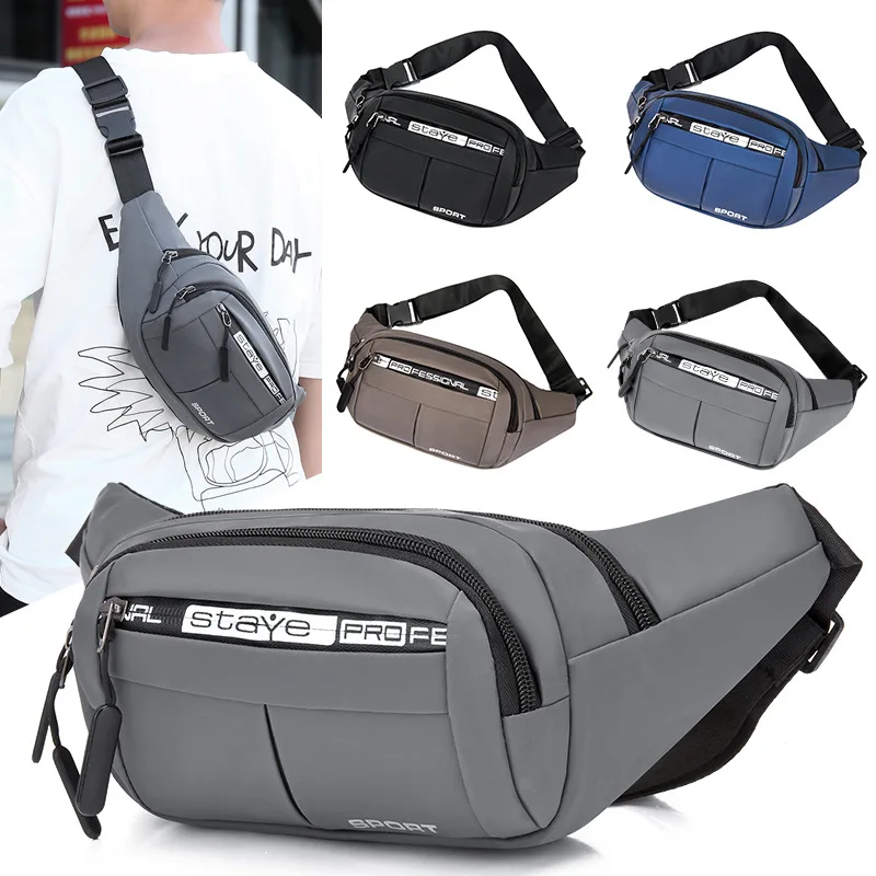 

New Men Waist Bags Outdoor Waterproof Chest Bag Fashion Sports Fanny Pack Phone Pouch Crossbody Bag Unisex Oxford Casual Satchel