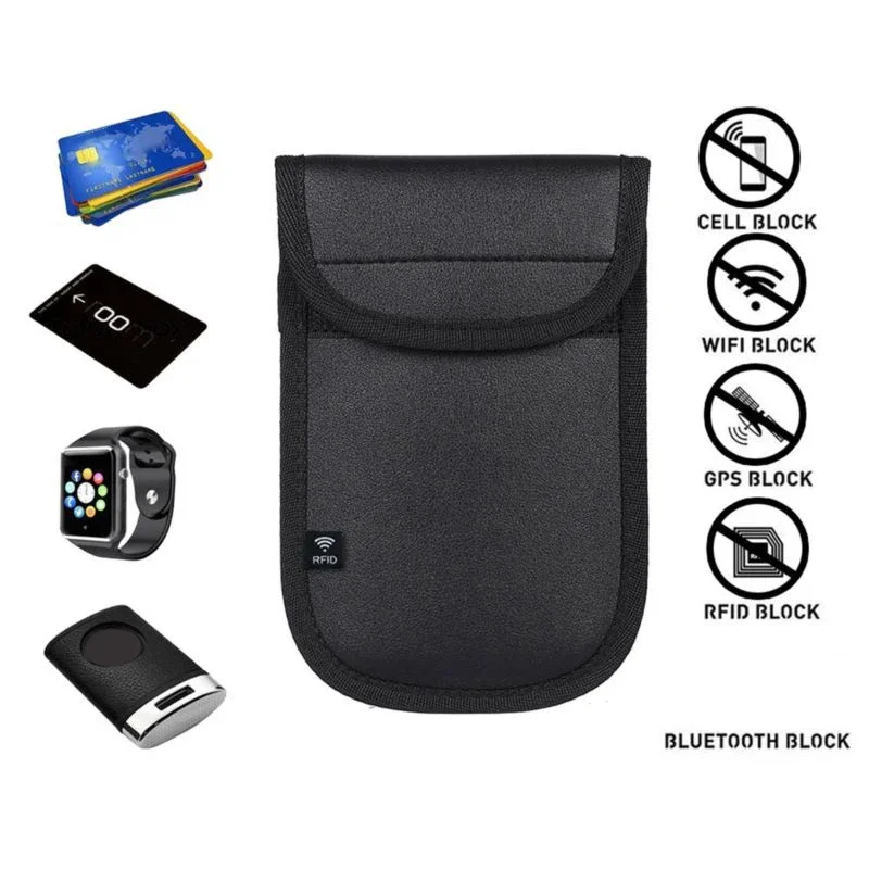 Anti-theft RFID Signal Blocking Faraday Keyless Entry Car Key Pouch Case Bag RFID Signal Blocking Bag Cover Keychain 2pcs