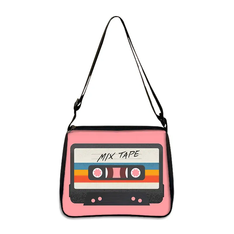 Retro Kassette Handtasche Schwarz - 90er Style Umhängetasche Damen