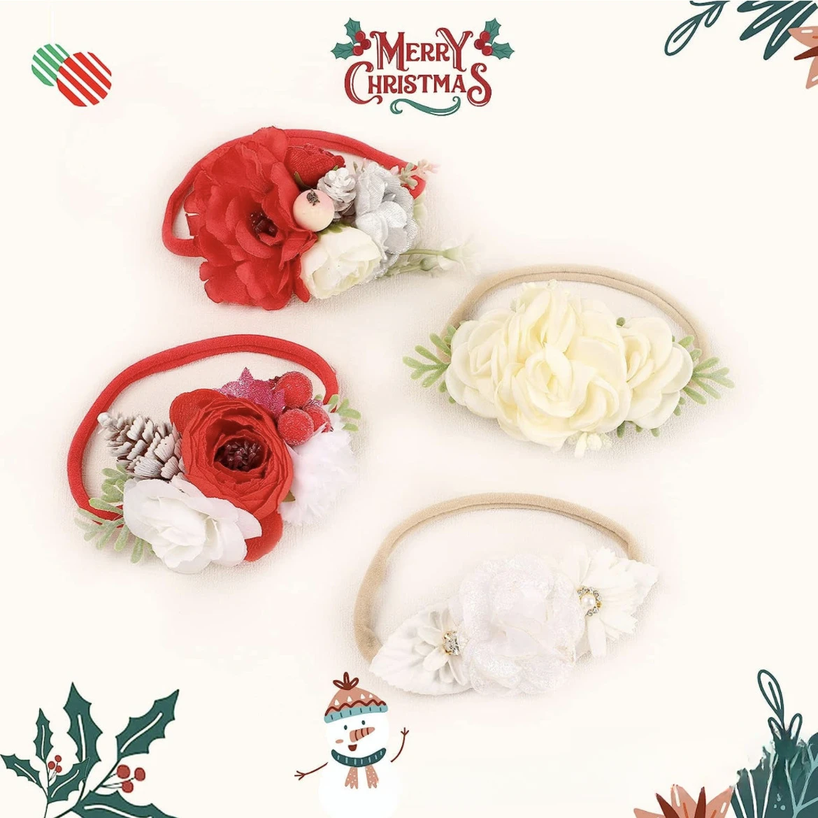 

Рождественские аксессуары для волос милая повязка на голову в виде цветка принцессы для малышей сто детских повязок на голову для фотосъемки новый осень и зима