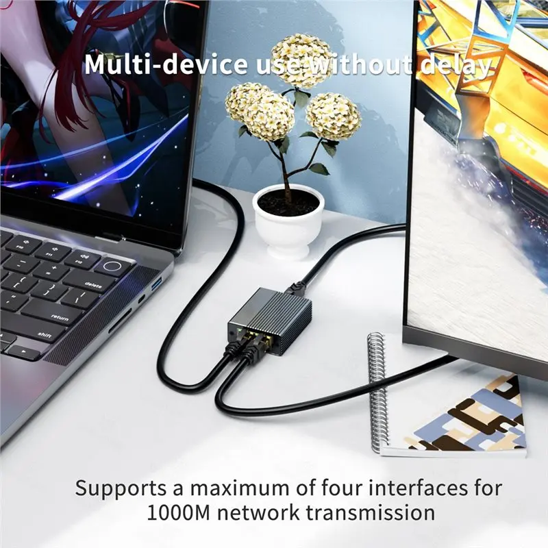 LAN 기가비트 이더넷 스위치 1000Mbps Rj45 분배기 확장 어댑터 PC 노트북 TV 박스 라우터 Tvbox B용 1To2 커넥터