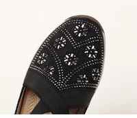 Sandales pour femmes, mules et sabots d'été antidérapants en toile, ornées de diamants, chaussures de plage à bout ouvert, style romain, talons plats pour femmes 5