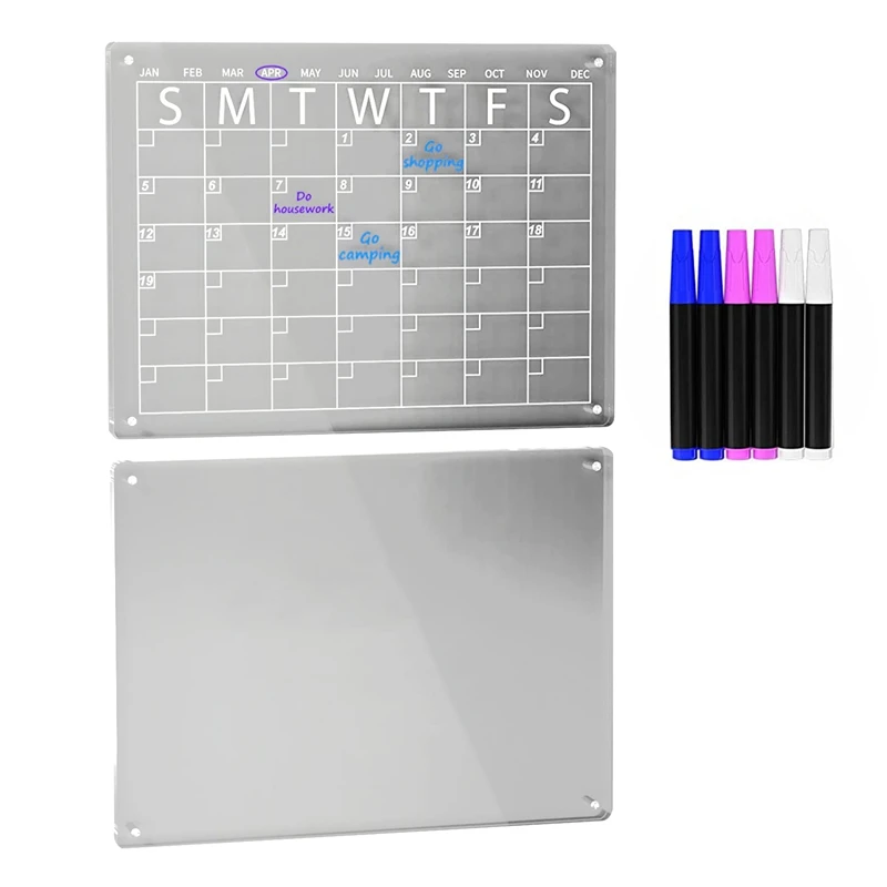 acrylic-dry-erase-board-set-for-fridge-clear-monthly-calendar-6-pens-pen-holder-refrigerator-planner-board