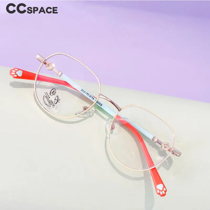 Kids Glasses Frame Anti Blue Light Glasses Round Metal Eyeglasses Children's Optical Glasses Frame Cat Claw Fashion Anti Blue Light Computer Glasses Myopia