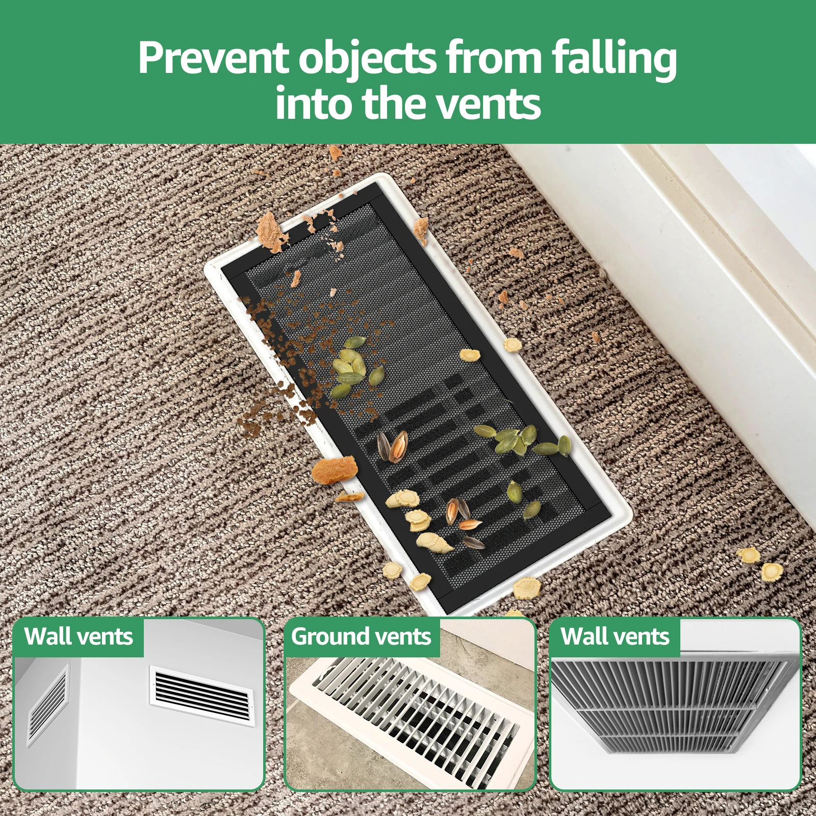 Magnetic Vent Covers with Mesh Air Filter – Debris, Hair, and Dust Trap (8-Pack, 10x4 inch)