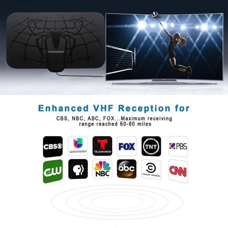 분리 가능한 신호 증폭기 변환기가 있는 1 세트 디지털 HDTV 안테나 무료 FullHDChannels 실내 안테나