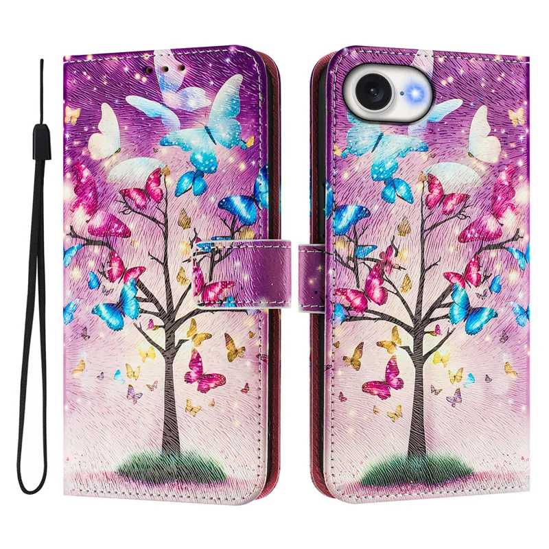 Elegant Leather Wallet Phone Case - Cat, Flower, and Bear Design