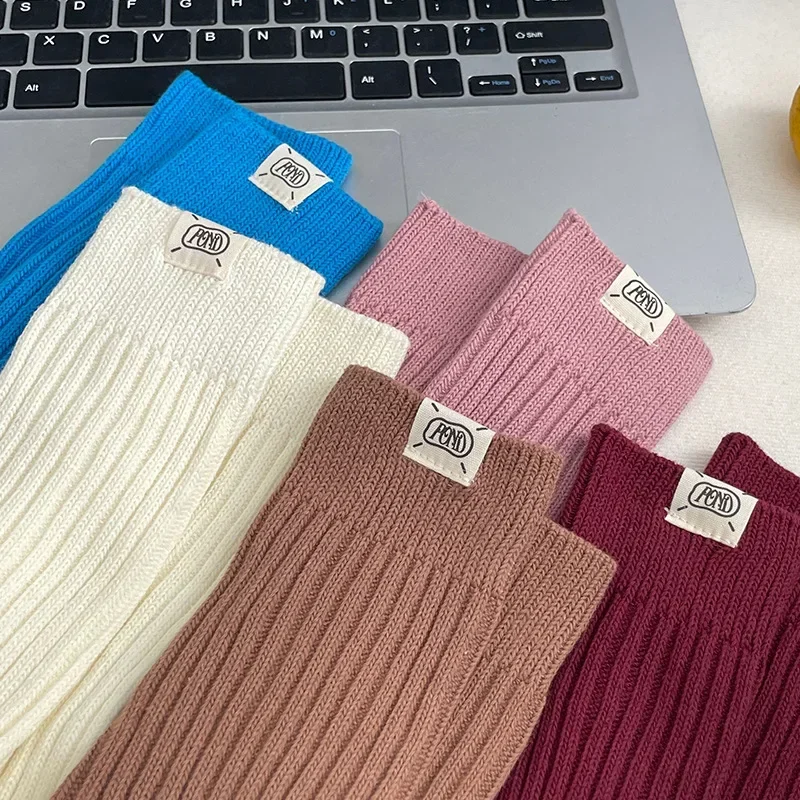 

Solid Color Loose Long Sock Harajuku Cotton Knitting Women Socks School Girl High Socks for Women Korean Style Japanese Fashion