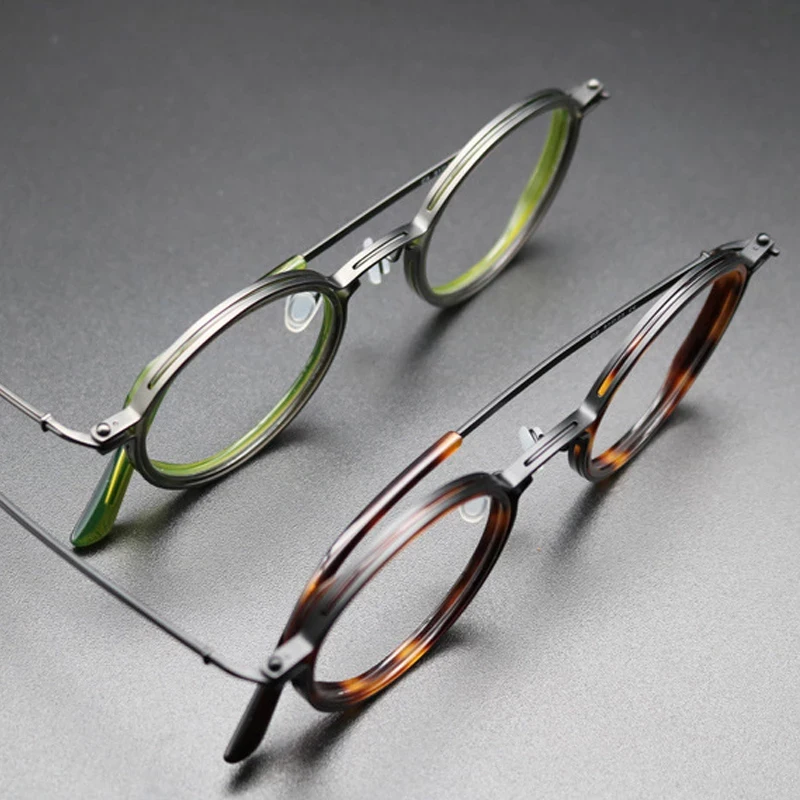 Vintage Titanium Eyeglasses Frame Men Round Myopia Prescription Glasses Women Retro Optical Luxury Brand Glasses Frame Eyewear