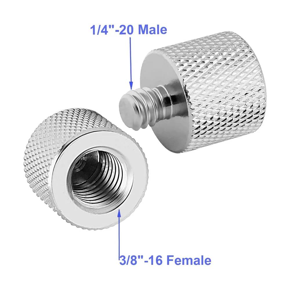 Aluminum Alloy 1/4" Male to 3/8" Female Thread Adapter for Camera Mount Tripod Thread Adapter Conversion Connector Screw Adapter