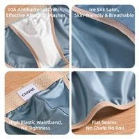 Lot de 3 slips de bain triangulaires en satin de soie glacée pour homme, respirants, ultra doux, confortables et sexy 5