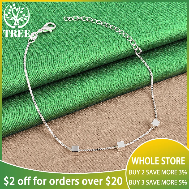 

ALITREE 925 Sterling Silver Three Small Squares Chain Bracelets For Woman Party Wedding Fashion Fine Jewelry Lady Birthday Gifts