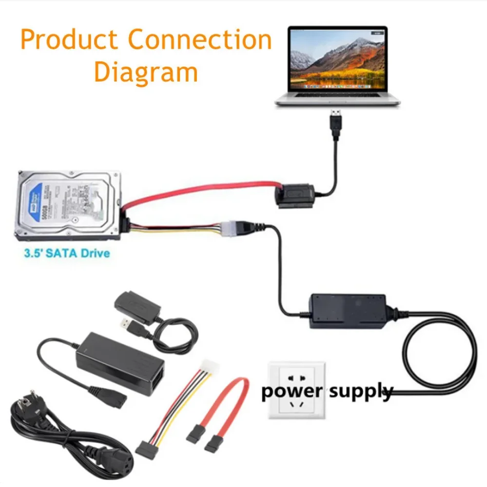 PzzPss PC ƮϿ SATA-USB IDE , USB 2.0 IDE SATA 5.25 S-ATA 2.5, 3.5 ġ ϵ ̺ ũ HDD  ̺, 3 in 1