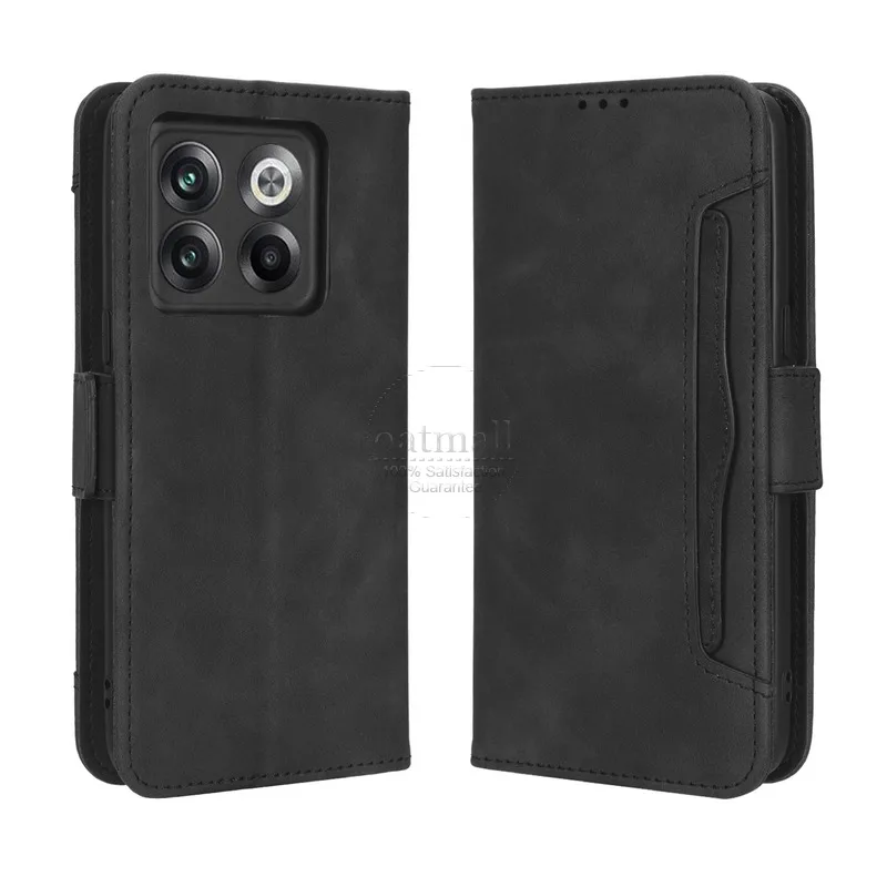 AMWEI Leather Folio Cover per OnePlus 10T 5G, Custodia in Pelle PU Magnetica Libro Flip Portafoglio con [Funzione Stand]. Nero