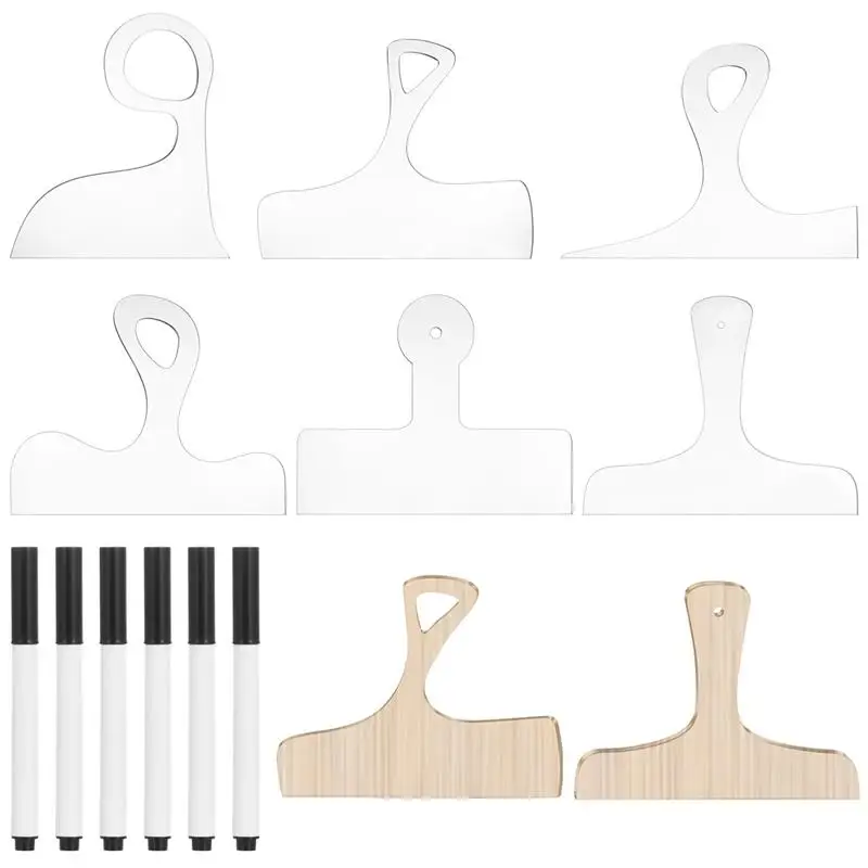 

6 шт. шаблоны для доски, акриловые шаблоны для разделочных досок, шаблоны для деревообработки, толстые Ручные Шаблоны, угловой направляющий