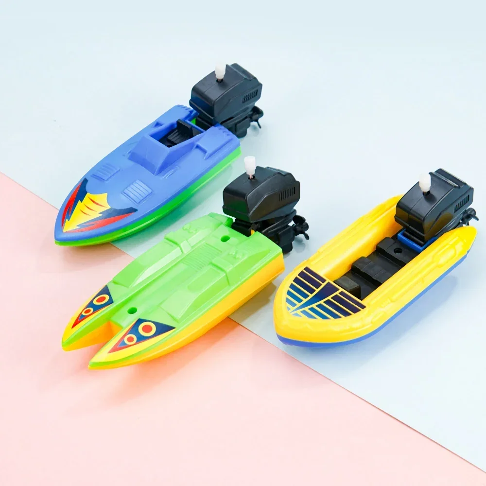 1PCS Speed Boat Clockwork Toys Ship Wind Up Toy Float In Water Kids Toys Classic Bathtub Shower Bath Toy for Children Boys Toys 4