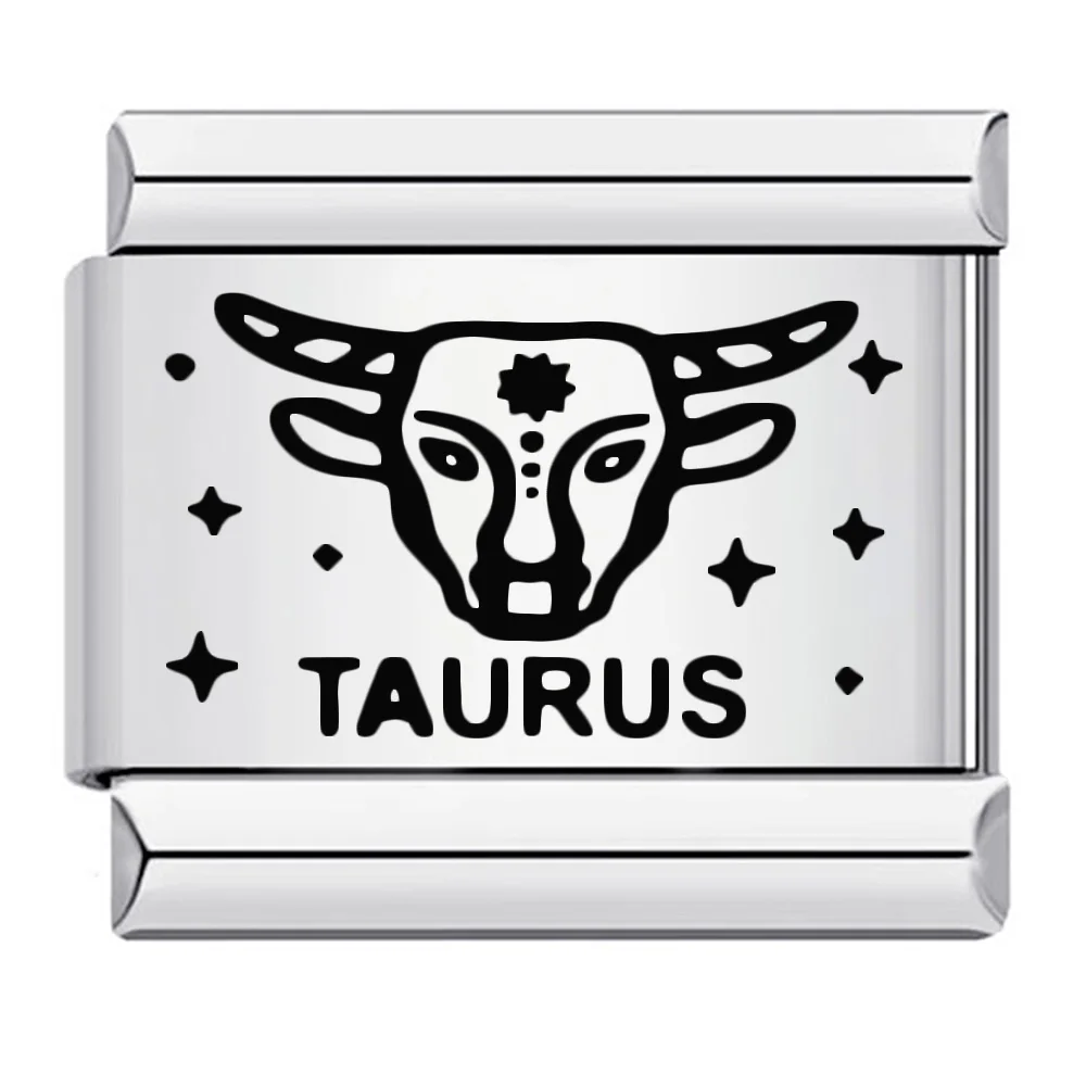 Trendy Silber Farbe Laser 12 Konstellation Italienische Charms Links Fit 9mm Edelstahl Armreifen Frauen Männer, Die DIY schmuck – Detail 3