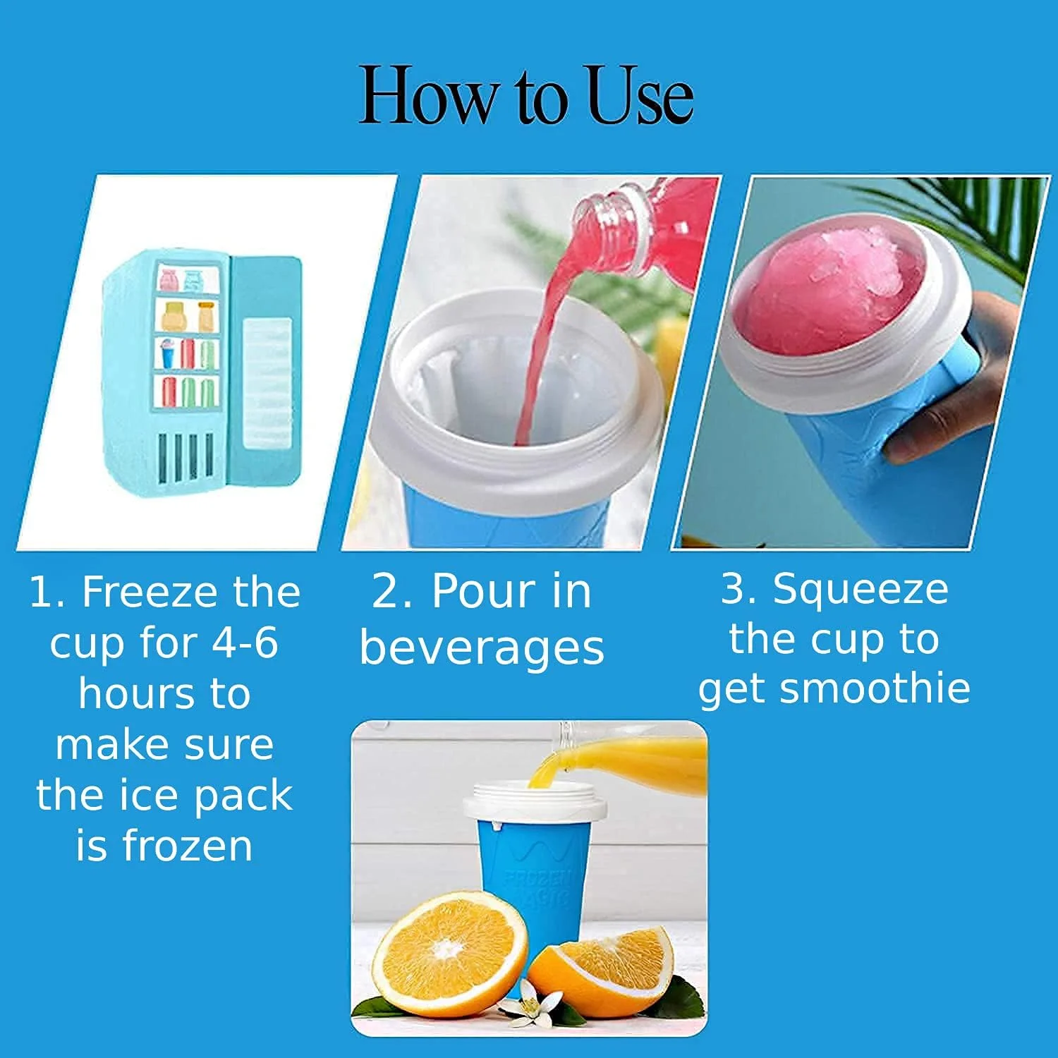 Slushy Maker Cup for TIK TOK Quick Smoothies & Ice Cream-Easy-carry, Blue Color