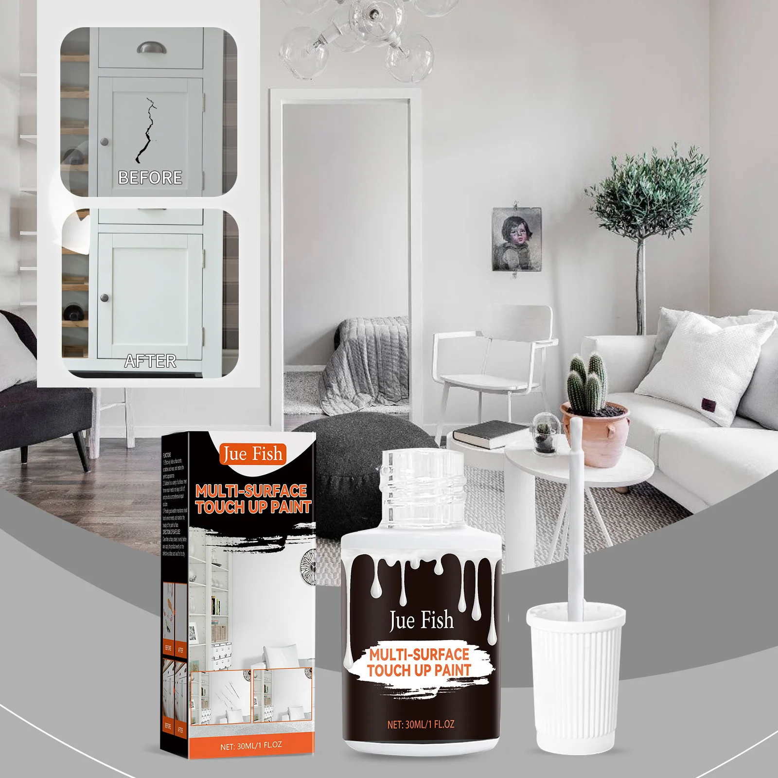 Jue-Fish Multi-Surface Repair Paint Repair Apply waterproof fast paint refurbish Cover multi-purpose paint