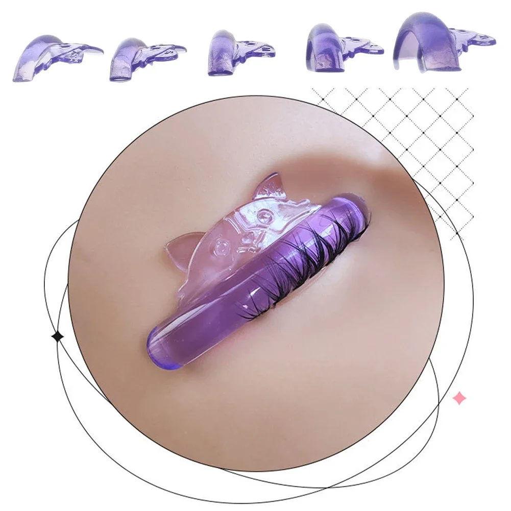 5쌍 고양이 모양 실리콘 패드 재사용 가능 속눈썹 연장 도구 속눈썹 리프트 펌 패드 세트