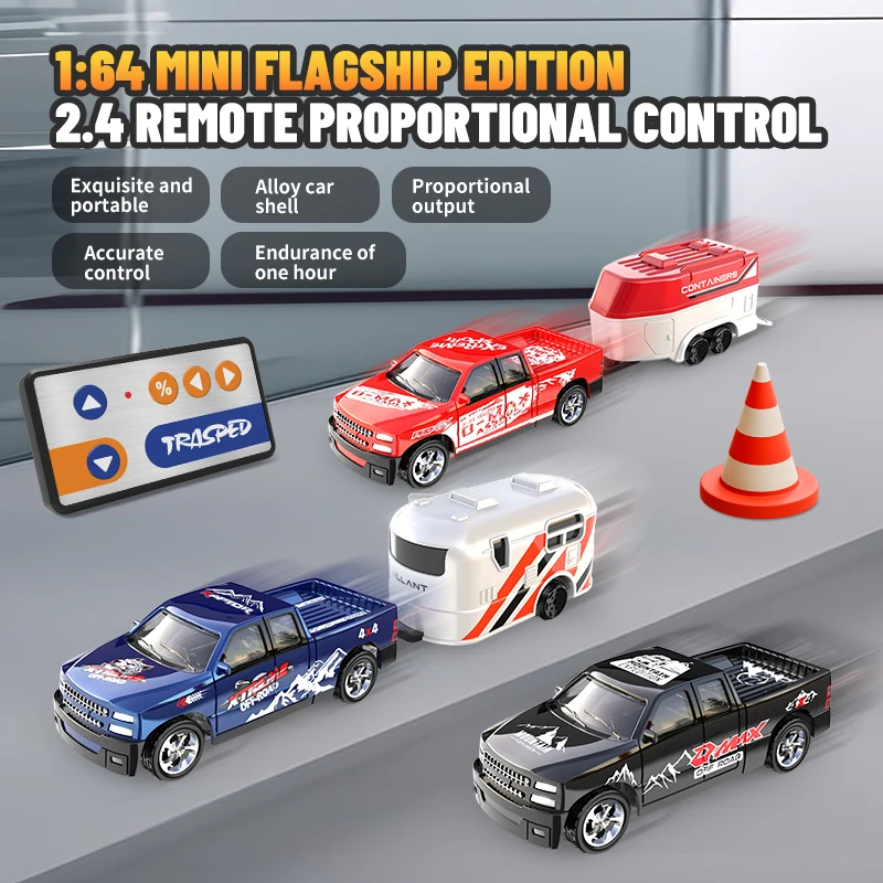 Mini Rc Car Alloy 1/64 Remote Control Off-Road Cars Model with Trunk Wagon Light Drift Racing Electric Toys for Boys Kids Gift