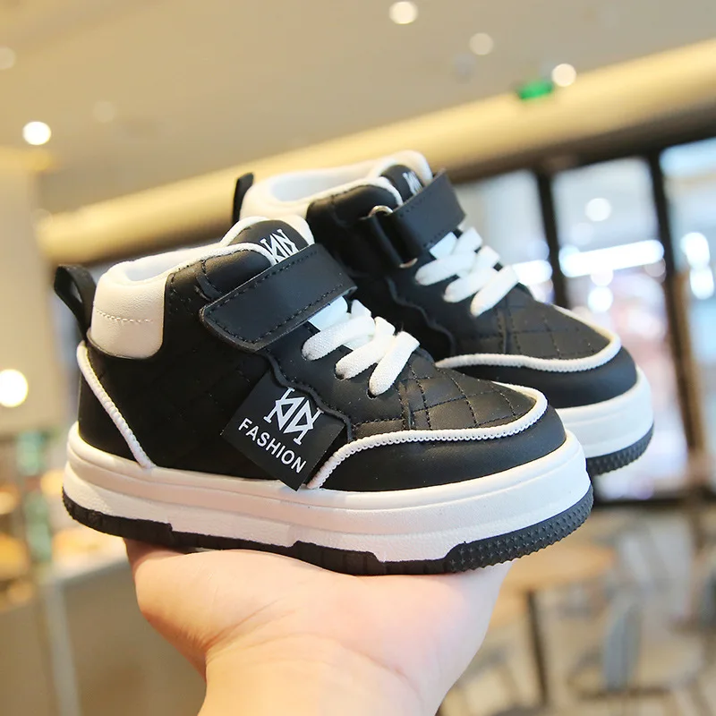 Children Sports Shoes Winter Plus Velvet Boys Sneakers Girls High-top White Shoes Leisure Trainers Breathable Kids Running