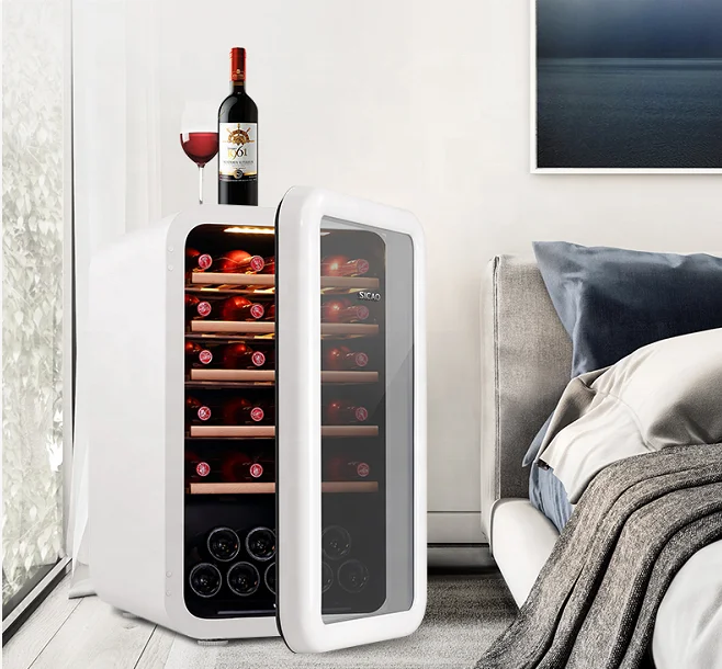Retro small cellar mini bar antique cabinet fridge barrel refrigerator glass door wine cooler fridge