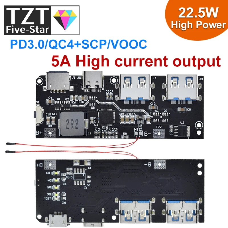  QC4.0 QC3.0 LED Dual USB 5V 4.5A 22.5W Micro/Type-C USB Mobile Power Bank 18650 Charging Module Temperature / Circuit Protection 
