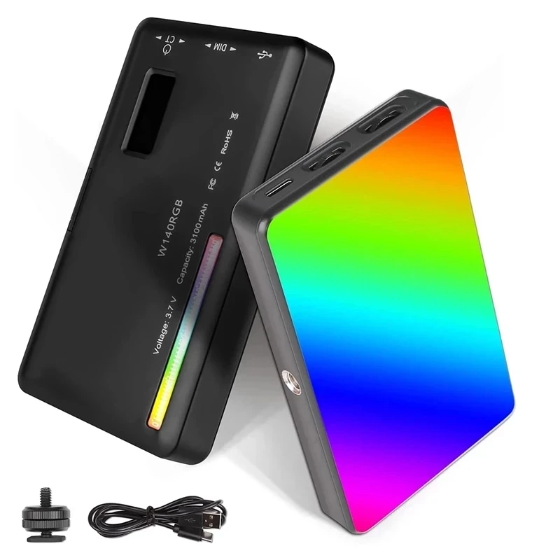 LUXCEO W140 RGB LED 비디오 조명, 풀 컬러 2500, 9000K, 8W, 3100mAh, 사진 카메라 조명, 조도 조절 포켓 패널 조명, 0-360 °