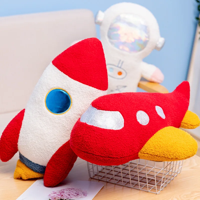 Cute Space Astronaut Pillow Plush Toy Rocket Sleeping Doll Airplane Toy Children's Gift