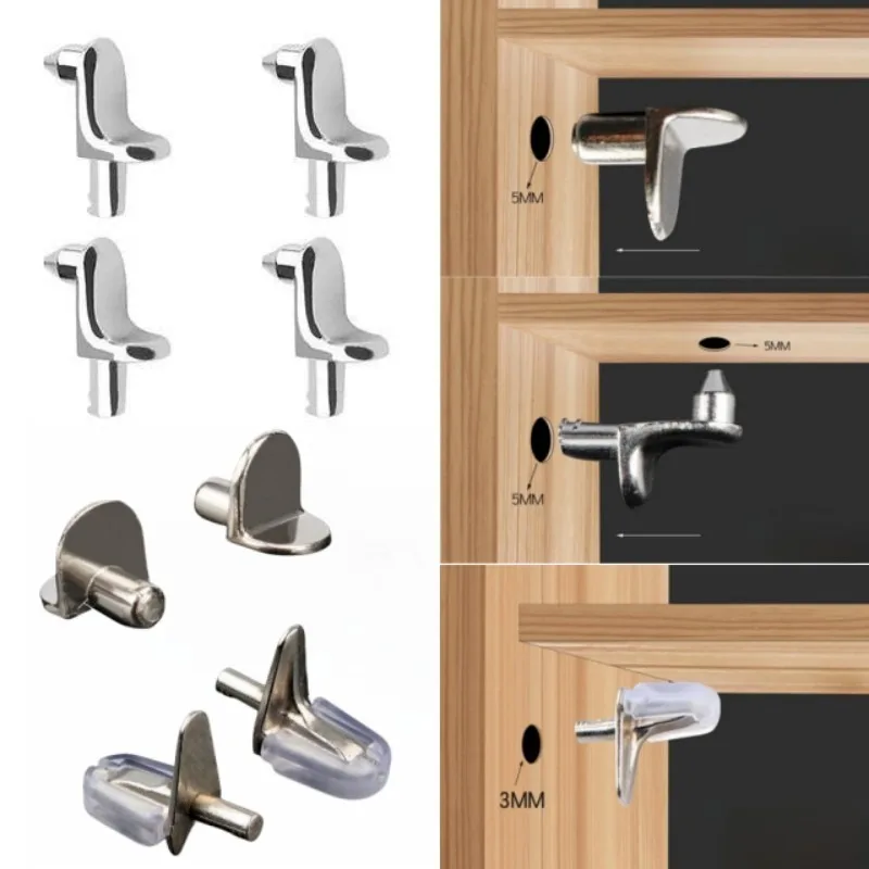 Shelf Bracket Multiple sizes Support Pegs Cabinet Closet Laminate Pins Glass Nickel Plated Fixing Holder Furniture Hardware